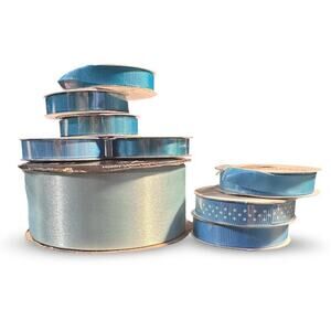 Blue Ribbon Lot – 9 Rolls – Satin & Grosgrain Assortment